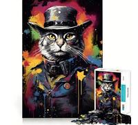 Puzzle de 1000 pièces représentant Un Chat shérif, idéal pour Les Adolescents, pour améliorer Leur mémoire et Leurs Loisirs Découpe Solide Cadeau Parfait pour Les vœux du Père Noël 50x75cm