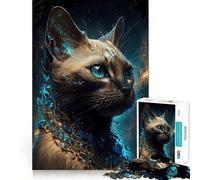Puzzle de 1000 pièces représentant Un Chat Siamois 50x75cm Jeu de logique précis pour Adultes pour la Maison et Les Loisirs Idéal pour Un Moment de Partage et de tendresse