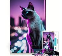 Puzzle de 1000 pièces représentant Un Chat Siamois élégant, idéal pour Adultes Jeu de réflexion et de détente Décoration Murale épurée 38x26cm