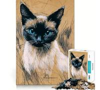 Puzzle de 1000 pièces représentant Un Chat Siamois, idéal pour Les Adolescents Jeu de logique mentale, Anti-Stress, découpe Ferme, Cadeau de Noël 38x26cm