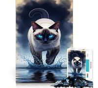 Puzzle de 1000 pièces représentant Un Chat Siamois Marchant sur l'eau, pour Adultes, Sharp Logic, Jouet de Loisirs pour la Maison, découpe précise, 38x26cm