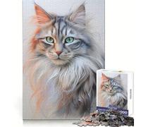 Puzzle de 1000 pièces représentant Un Chat sibérien, idéal pour Adultes et Adolescents, pour développer sa mémoire et se détendre Cadeau de Noël idéal 38x26cm
