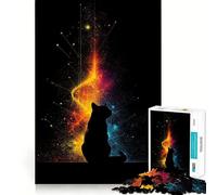 Puzzle de 1000 pièces représentant Un Chat Silhouette sur Fond Abstrait coloré, idéal pour Adultes Un Jeu de réflexion Amusant à Partager, découpé avec précision et originalité 50x75cm
