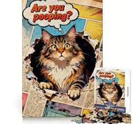 Puzzle de 1000 pièces représentant Un Chat sortant d'une Page de Bande dessinée pour Adultes Stimule la réflexion,Offre Un Moment de détente agréable et présente des Bords Nets Idée Cadeau Chic