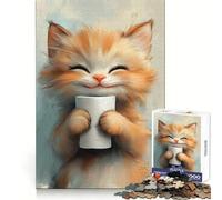 Puzzle de 1000 pièces représentant Un Chat Souriant Tenant Un Rouleau de Papier Toilette, idéal pour Les Adolescents, pour améliorer Leur mémoire et Leurs Loisirs 38x52cm