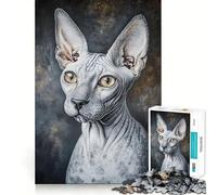 Puzzle de 1000 pièces représentant Un Chat Sphynx, idéal pour Les Adolescents Renforce la mémoire, Simple et Amusant, avec des Bords de qualité Un Cadeau mémorable 50x75cm