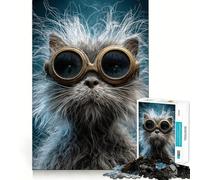 Puzzle de 1000 pièces représentant Un Chat Steampunk avec des Lunettes, idéal pour Adultes et Adolescents, pour développer sa mémoire et se détendre Cadeau de Noël 38x52cm