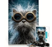 Puzzle de 1000 pièces représentant Un Chat Steampunk avec des Lunettes, idéal pour Les Adolescents Jeu de logique et de Loisirs, Bords Fins, Cadeau Original 50x75cm