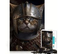 Puzzle de 1000 pièces représentant Un Chat Viking,idéal pour Adultes Jeu Stimulant la réflexion,Structure à emboîtement précise,Facile à Apprendre,pour Toute la Famille (50x75cm)