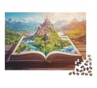Puzzle de 1000 pièces représentant Un château Fantastique, Un Livre Ouvert dévoilant Un Monde montagneux. Jeu éducatif pour Adultes, décoration intérieure, d'anniversaire de Haute, 70 x 50 cm.