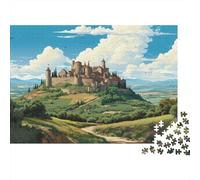 Puzzle de 1000 pièces représentant Un château perché sous Un Ciel Bleu, idéal pour Les Adultes. Jeu éducatif et décoratif, défi Stimulant et de Haute difficulté. Dimensions : 52 x 38 cm.