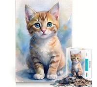 Puzzle de 1000 pièces représentant Un Chaton à l'aquarelle,idéal pour Les Adolescents Un Jeu de mémoire Amusant et Relaxant à Partager en intérieur (38x52cm)