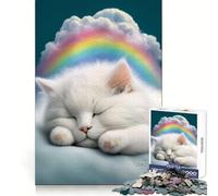 Puzzle de 1000 pièces représentant Un Chaton Blanc endormi, idéal pour Les Adolescents Stimule la réflexion, favorise Une Douce détente et Offre Un (38x52cm)