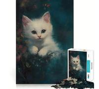 Puzzle de 1000 pièces représentant Un Chaton Blanc Jeu de Concentration mentale Découpe de précision Bords Lisses Activité captivante pour des soirées tranquilles (38x52cm)