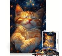 Puzzle de 1000 pièces représentant Un Chaton endormi dans l'espace, idéal pour Les Adolescents et Les Jeux de réflexion Activité à Domicile, découpe de précision, décoration Murale 38x52cm