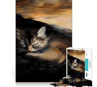 Puzzle de 1000 pièces représentant Un Chaton endormi, idéal pour Les Adolescents Un Casse-tête Relaxant et Amusant à Assembler, Un Joli Cadeau 38x26cm