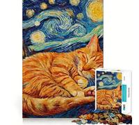 Puzzle de 1000 pièces représentant Un Chaton Orange endormi, idéal pour Les Adolescents Jeu de logique Robuste, Silencieux et aux Bords Nets Cadeau élégant (38x52cm)