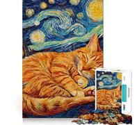 Puzzle de 1000 pièces représentant Un Chaton Orange endormi, idéal pour Les Adolescents Jeu de logique et d'éveil apaisant, découpe précise, Cadeau de Noël (38x26cm)