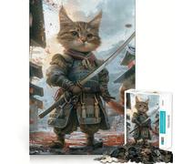 Puzzle de 1000 pièces représentant Un Chaton samouraï Mignon, idéal pour Les Adolescents Jeu de réflexion Stimulant et ludique, à Assembler soi-même Cadeau de qualité supérieure (50x75cm)