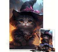 Puzzle de 1000 pièces représentant Un Chaton sorcière fantaisiste, idéal pour Les Adolescents Stimulation Cognitive, Loisirs et Plaisir Finition sans aspérités Cadeau de Noël Artistique (38x52cm)