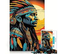 Puzzle de 1000 pièces représentant Un Chef amérindien, idéal pour Adultes et Adolescents Stimulez Votre Cerveau, détendez-Vous et offrez-Vous Un Cadeau mémorable aux Bords Nets (38x26cm)