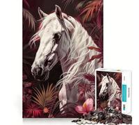 Puzzle de 1000 pièces représentant Un Cheval Arabe Blanc Activité ludique et stimulante pour renforcer Les Liens familiaux Emboîtement Parfait sans espaces (50x75cm)