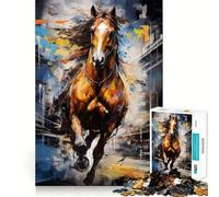 Puzzle de 1000 pièces représentant Un Cheval au Galop, idéal pour Les Adolescents Un Jeu de logique Stimulant et Relaxant, aux Bords Nets et élégant (38x52cm)