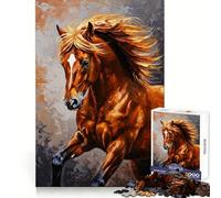 Puzzle de 1000 pièces représentant Un Cheval au Galop pour Les Adolescents Ce Puzzle à l'huile sur Le thème des Chevaux au Galop stimule la mémoire soulage la Tension et Offre Une Belle œuvre d'art