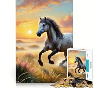 Puzzle de 1000 pièces représentant Un Cheval Blanc Courant au Coucher du Soleil,idéal pour Les Adolescents Activité de Groupe et,permettant de développer sa mémoire et de créer des Liens fluides
