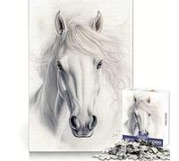 Puzzle de 1000 pièces représentant Un Cheval Blanc, idéal pour Adultes Exercice cérébral, détente et évasion Découpe de précision Cadeau de Noël idéal (38x52cm)