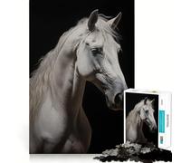 Puzzle de 1000 pièces représentant Un Cheval Blanc Jeu de Concentration mentale Découpe de précision Bords Lisses Jeu de Construction de Liens significatifs (38x52cm)