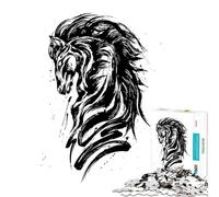 Puzzle de 1000 pièces représentant Un Cheval en Noir et Blanc dessiné à l'encre idéal pour Un Jeu éducatif Stimulant et Un Casse-tête Un Cadeau de décoration Parfait pour Femmes et Hommes (38x26cm)