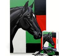 Puzzle de 1000 pièces représentant Un Cheval Noir sur Fond géométrique, idéal pour Les Adolescents Un Cadeau touchant et Relaxant pour Bien-être cérébral et Moments de détente (38x52cm)