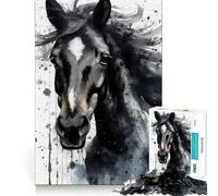 Puzzle de 1000 pièces représentant Un Cheval Peint à l'aquarelle,Jeu de réflexion Stimulant,sans pièces détachées,défi cérébral interactif pour la Maison (38x52cm)