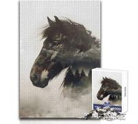 Puzzle de 1000 pièces représentant Un Cheval Sauvage dans Son Habitat Naturel Idéal pour des Moments de détente à la Maison Jeu de Construction Durable et précis Dimensions:38x52cm