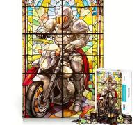 Puzzle de 1000 pièces représentant Un Chevalier à Moto en vitrail, pour Adultes, Smart Reason Toy Group Joy, Bords Lisses, œuvre d'art 38x52cm