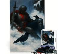 Puzzle de 1000 pièces représentant Un Chevalier blessé avec des Corbeaux dans la Neige Idéal pour Les Adolescents, il favorise la réflexion et la détente Assemblage Solide Cadeau Parfait (50x75cm)