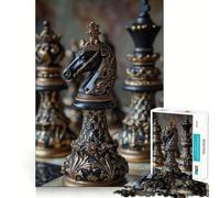 Puzzle de 1000 pièces représentant Un Chevalier Noir orné, idéal pour Adultes Développez Votre mémoire et Votre Sens de l'organisation Cadeau saisonnier Amusant et précis (38x52cm)