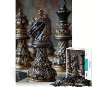 Puzzle de 1000 pièces représentant Un Chevalier Noir orné, idéal pour Les Adultes Jeu cognitif, Moment de Partage et de complicité, Motif à Assembler, Cadeau de Noël (38x26cm)