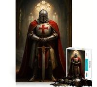 Puzzle de 1000 pièces représentant Un Chevalier templier dans Une cathédrale, idéal pour Les Adolescents Un Jeu de réflexion pour des Moments de détente et de qualité, Un Cadeau Parfait 38x52cm