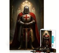 Puzzle de 1000 pièces représentant Un Chevalier templier dans Une cathédrale, pour Adultes Un Jeu Stimulant et Amusant, Silencieux et précis, idéal pour décorer Un Mur 50x75cm