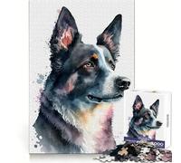 Puzzle de 1000 pièces représentant Un Chien à l'aquarelle, idéal pour Adultes activité relaxante et Stimulant la mémoire, Assemblage sans Couture, Cadeau de Noël (38x52cm)