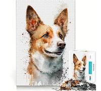 Puzzle de 1000 pièces représentant Un Chien à l'aquarelle Jeu Amusant et Technique de découpe Laser avancée Jouet d'intérieur divertissant pour Les fêtes (38x52cm)