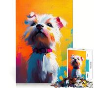 Puzzle de 1000 pièces représentant Un Chien Blanc,idéal pour Les Adolescents stimule l'imagination,s'emboîte Parfaitement,pour des Moments de détente captivants à la Maison (50x75cm)