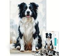 Puzzle de 1000 pièces représentant Un Chien Border Collie Jeu d'articulation précis et Amusant,idéal pour développer Ses capacités cognitives,se détendre et décorer pour Noël (38x52cm)