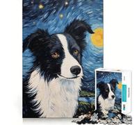 Puzzle de 1000 pièces représentant Un Chien Border Collie,Jeu d'assemblage précis,Jouet créatif et Amusant,Jeu de Paix,Cadeau de Noël apaisant (50x75cm)