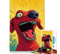 Puzzle de 1000 pièces représentant Un Chien de Dessin animé à la Gueule Ouverte,Bords Nets,décoration,Jeu de réflexion Amusant et Facile, pour Noël (38x52cm)