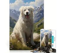 Puzzle de 1000 pièces représentant Un Chien de Montagne des Pyrénées, idéal pour Adultes Un Jeu d'entraînement cérébral Relaxant et Amusant, Parfait comme Cadeau de Noël (50x75cm)