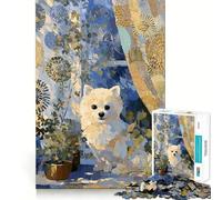 Puzzle de 1000 pièces représentant Un Chien Poméranien Devant Une fenêtre, idéal pour Les Adolescents Jeu de logique et de réflexion, Simple et Amusant, Bords Lisses, Cadeau élégant (38x52cm)