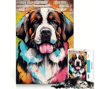 Puzzle de 1000 pièces représentant Un Chien Saint-Bernard en Graffiti, pour Adultes Jeu de réflexion, Divertissement paisible, pièce de Collection aux découpes soignées (50x75cm)